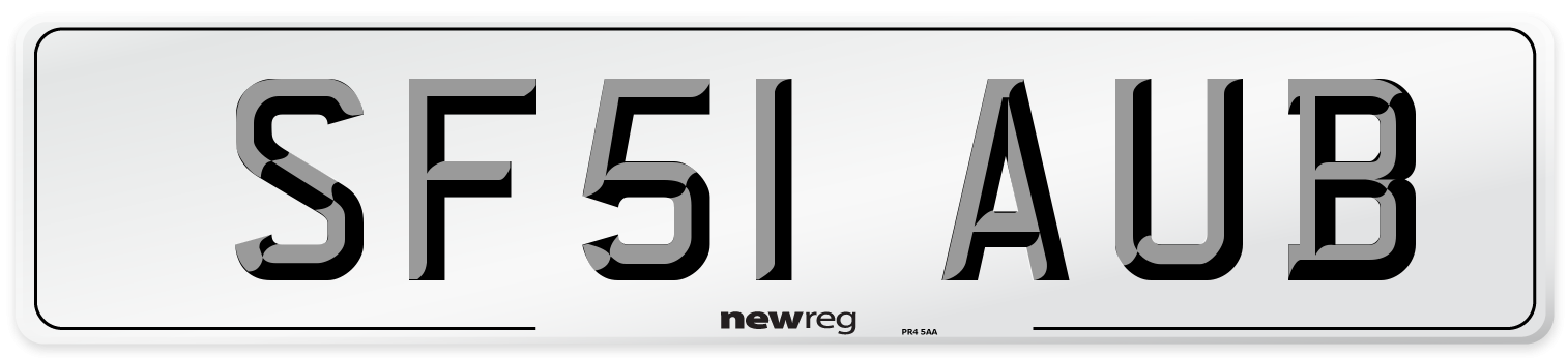 SF51 AUB Number Plate from New Reg